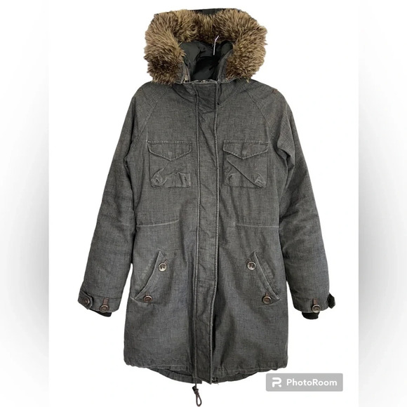 Community Aritzia down parka with faux fur  hoodie Sz S - Picture 1 of 17